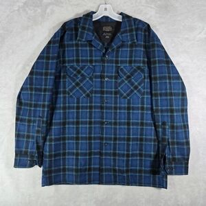 Pendleton The Original Board Shirt Mens Size L Large Wool Plaid Blue Flannel